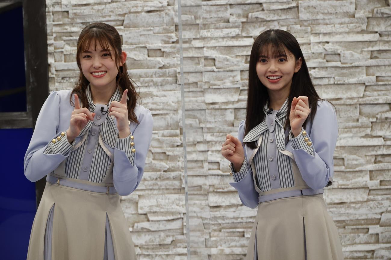 乃木坂46の特番「9thバースデーライブ直前！乃木坂脱出ゲーム～46の謎と7つの部屋～」で、ゲームに挑戦する松村沙友理（左）と齋藤飛鳥