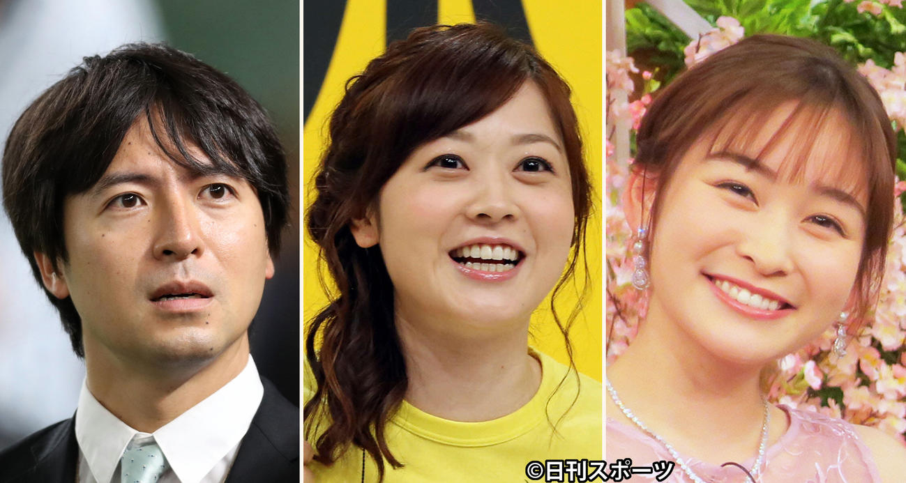 左から日テレの桝太一アナ、水卜麻美アナ、岩田絵里奈アナ