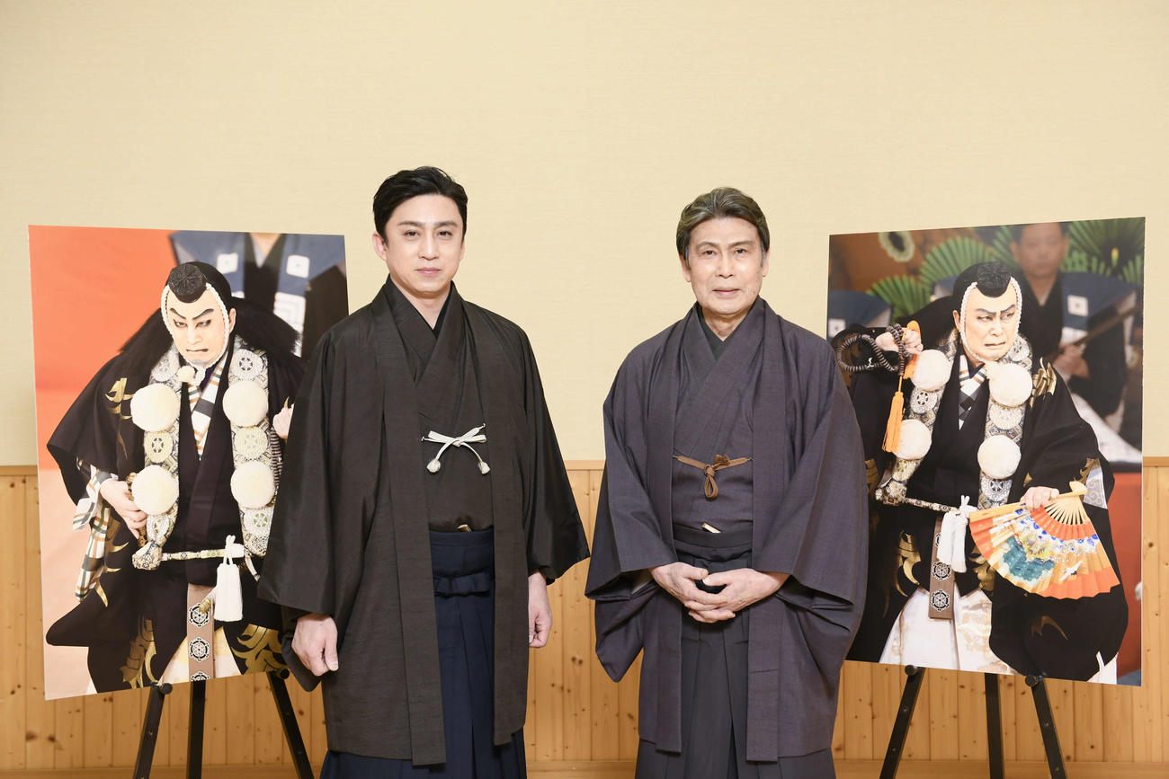 「四月大歌舞伎」の「勧進帳」について取材会を行った、松本幸四郎（左）、松本白鸚（C）松竹