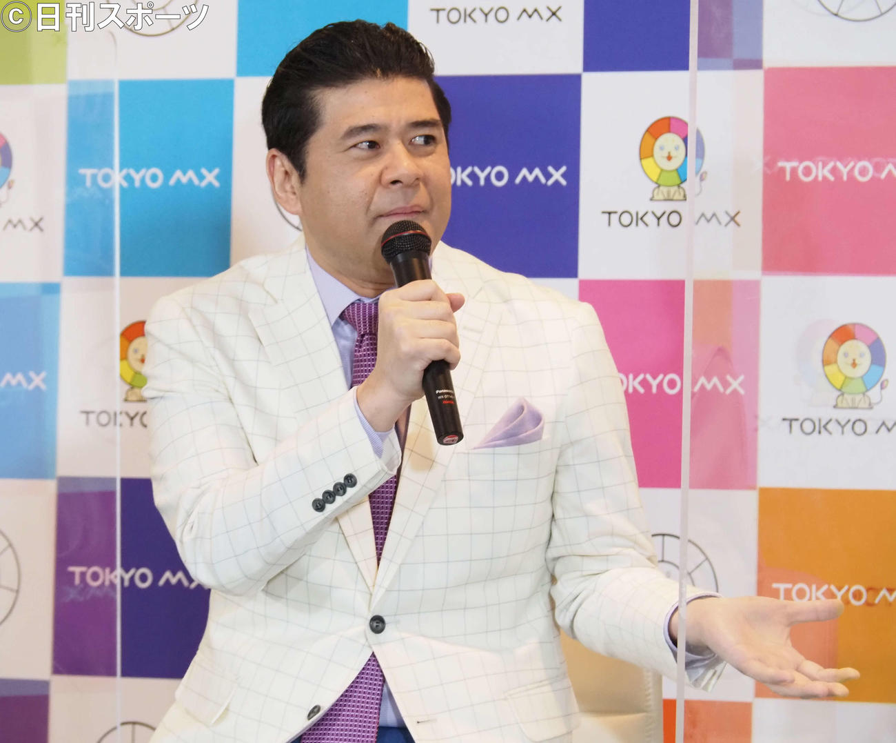 TOKYO MXの4月改編記者発表会に出席した垣花正（撮影・遠藤尚子）