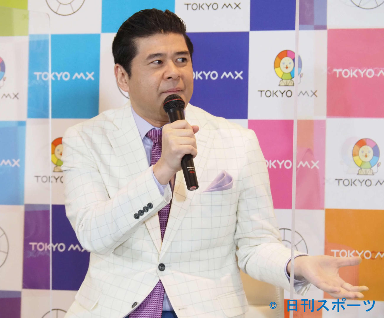 TOKYO MXの4月改編記者発表会に出席した垣花正（撮影・遠藤尚子）