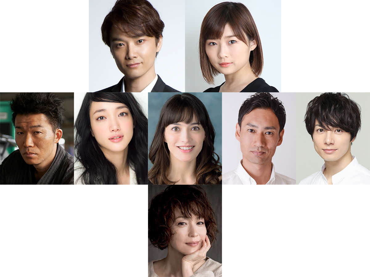 舞台「首切り王子と愚かな女」に出演する、井上芳雄（上段左）、伊藤沙莉（同右）。ほか中段左から高橋努、入山法子、太田緑ロランス、石田佳央、和田琢磨。下段は若村麻由美