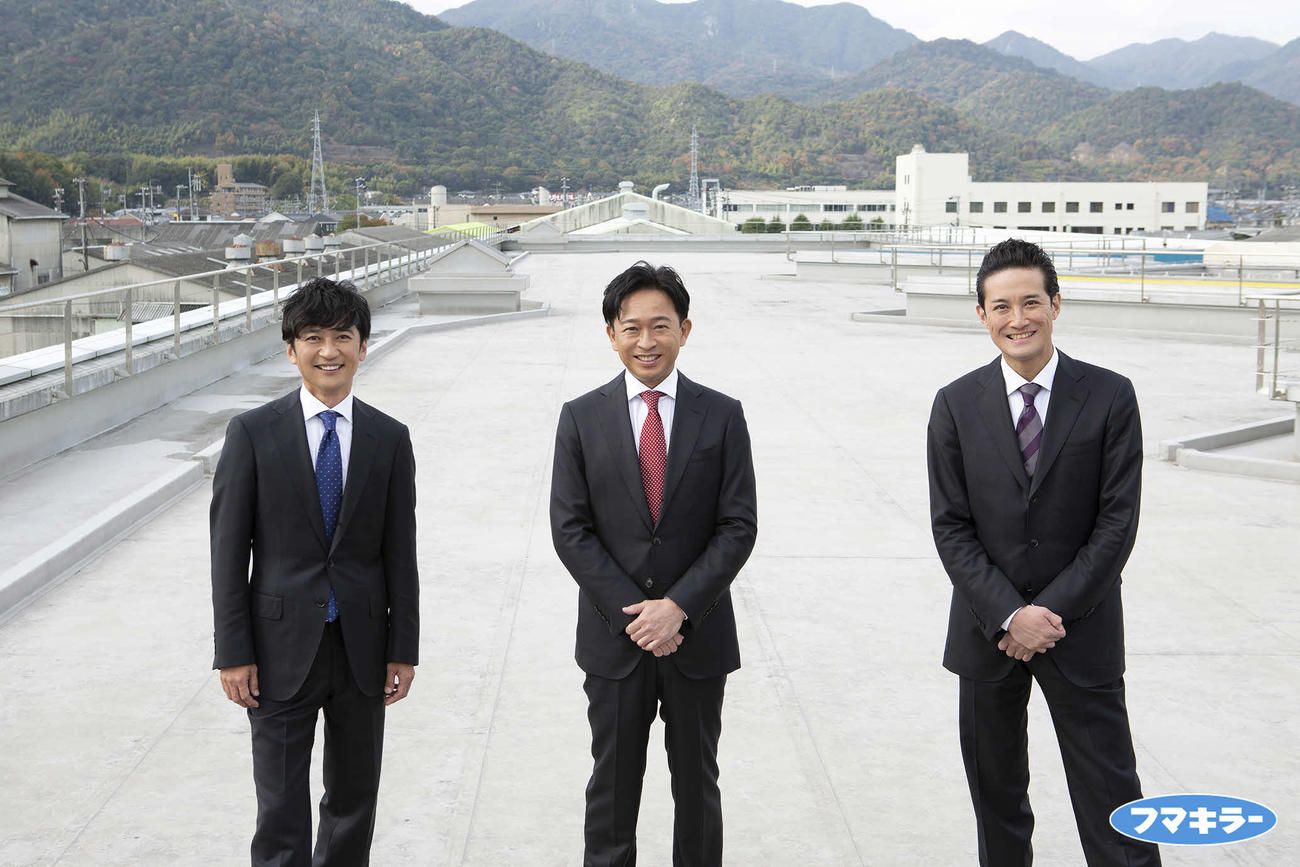 フマキラーのCMに出演するTOKIOの、左から国分太一、城島茂、松岡昌宏