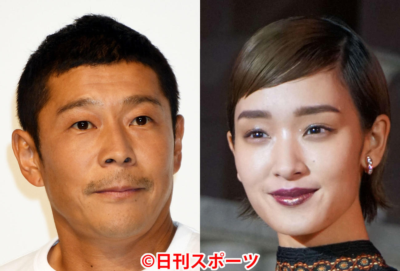 前澤友作氏（左）と剛力彩芽