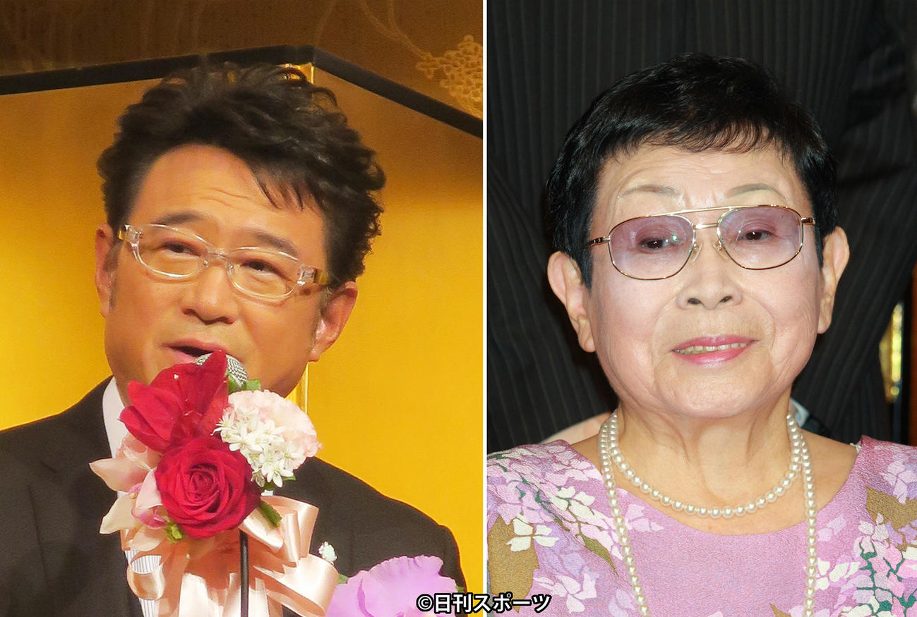 「第25回橋田賞」授賞式での船越英一郎（左）、橋田寿賀子さん（2017年５月10日撮影）