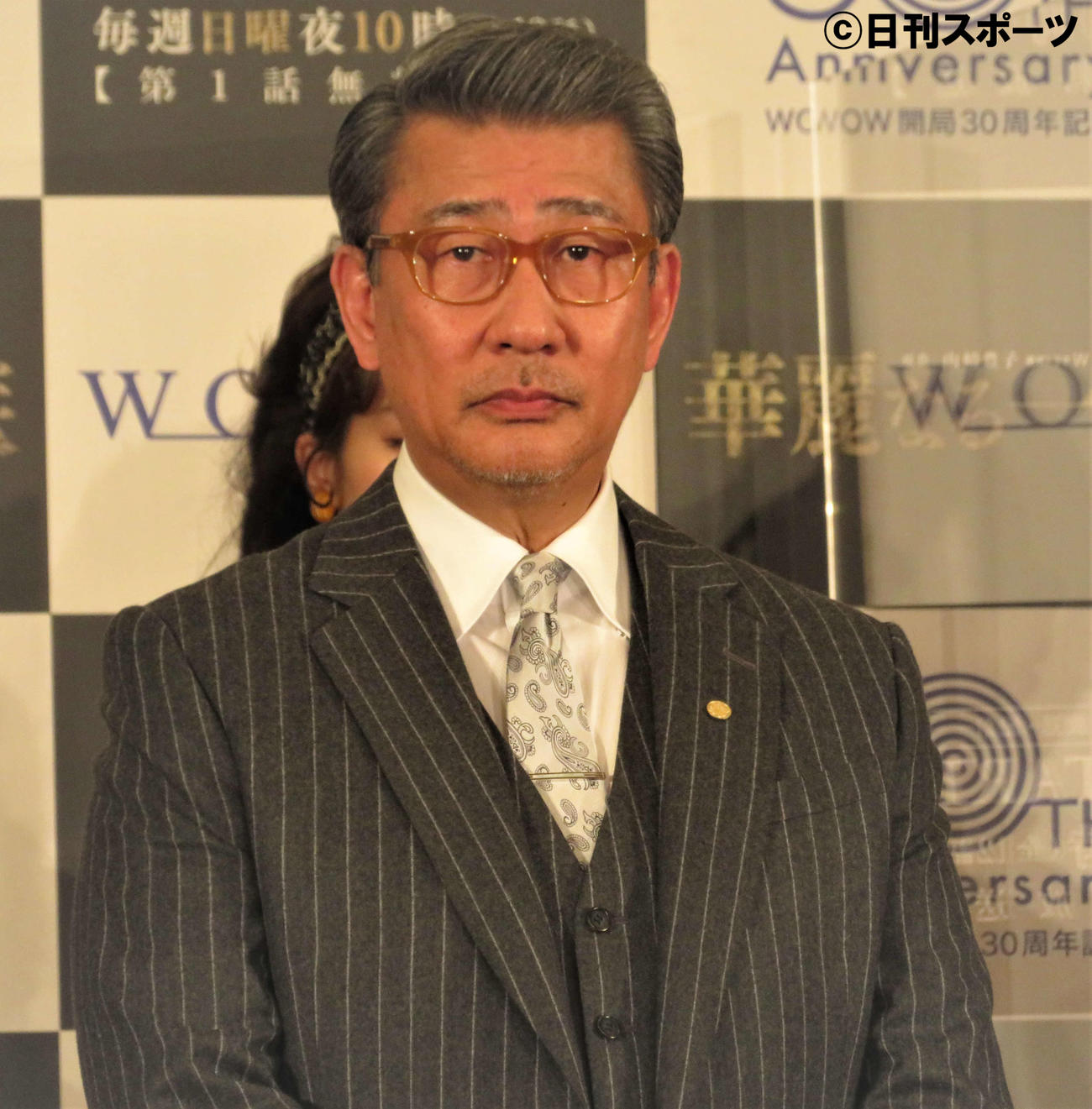WOWOW開局30周年記念「連続ドラマW　華麗なる一族」の記者発表会に出席した中井貴一（撮影・三須佳夏）