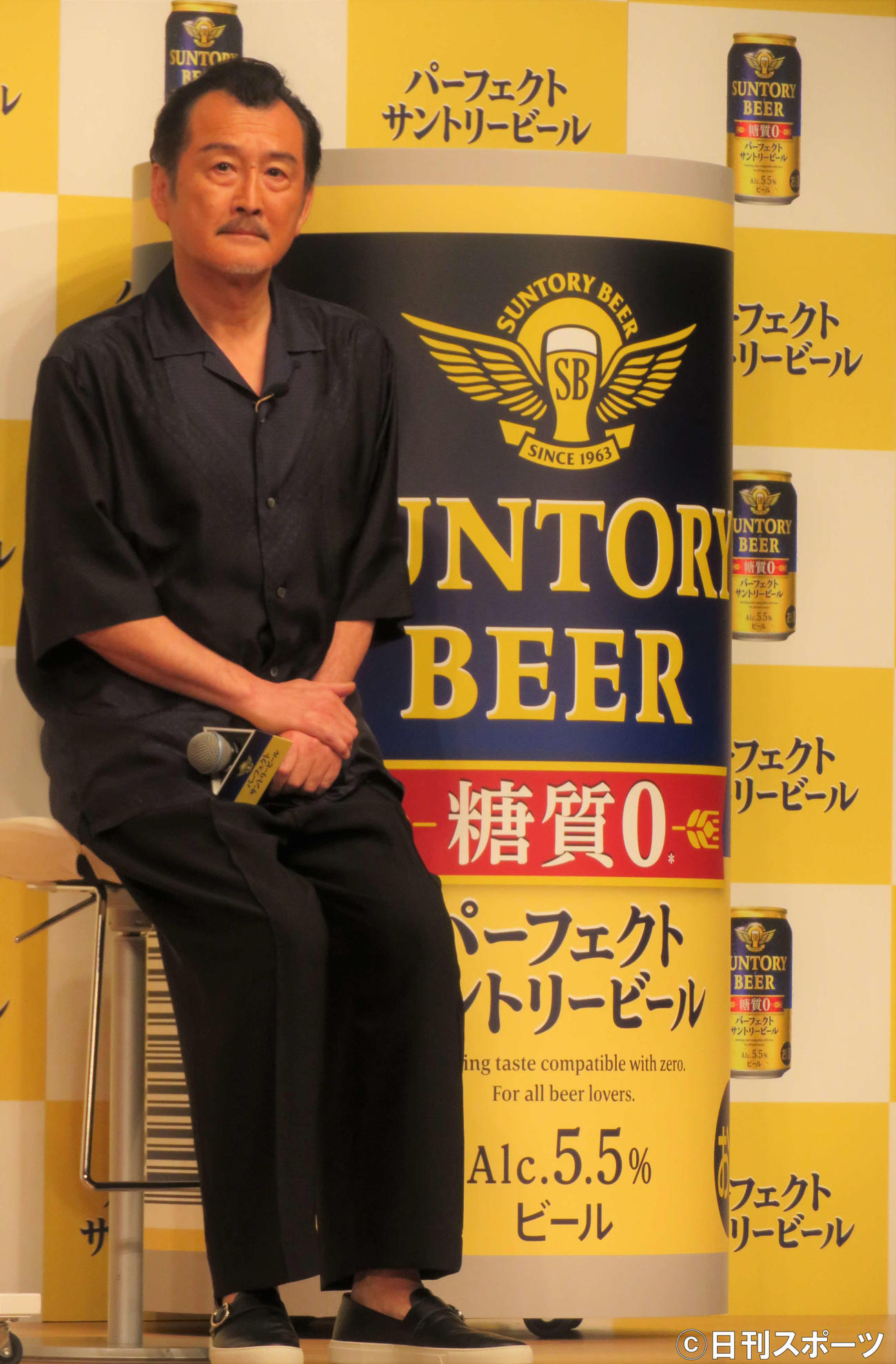 飲料メーカーサントリーの「パーフェクトサントリービール」新CM発表会に出席した吉田鋼太郎（撮影・三須佳夏）