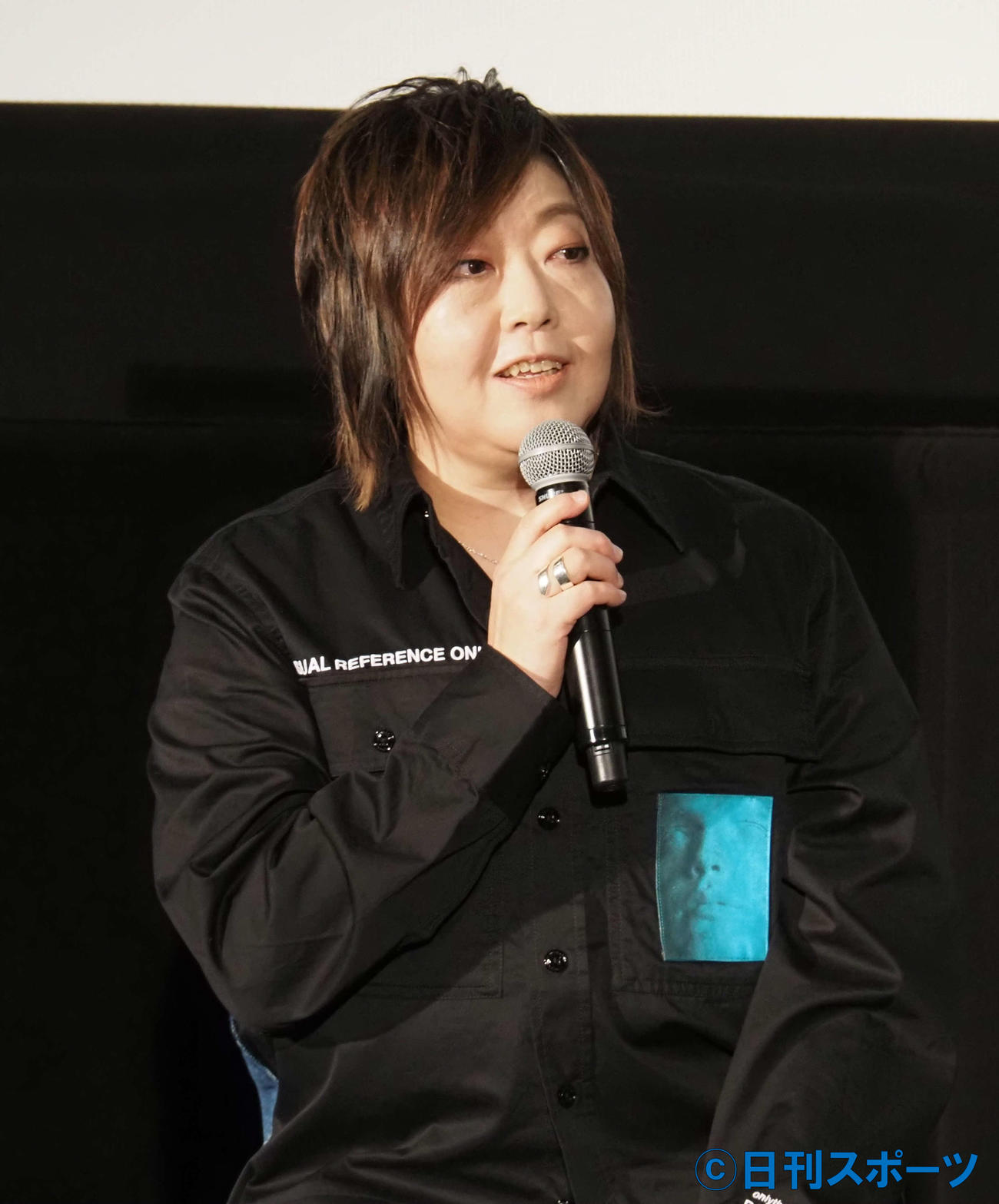 映画「シン・エヴァンゲリオン劇場版」大ヒット御礼舞台あいさつに出席した声優緒方恵美（撮影・遠藤尚子）