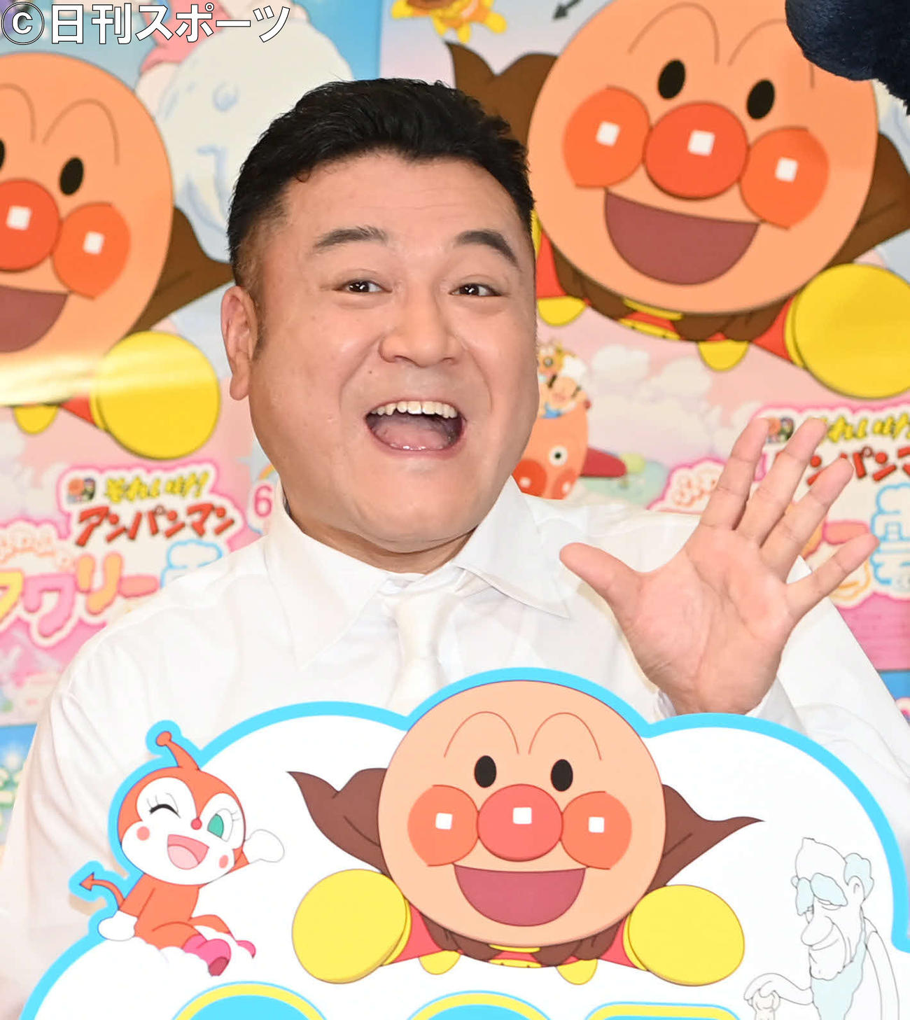映画「それいけ！アンパンマン　ふわふわフワリーと雲の国」の公開アフレコに登場したアンタッチャブル山崎弘也