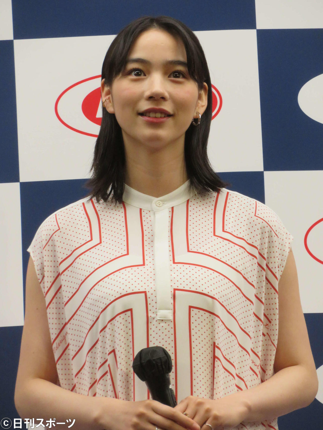 バリラの新パッケージお披露目会に出席した、のん（撮影・村上幸将）