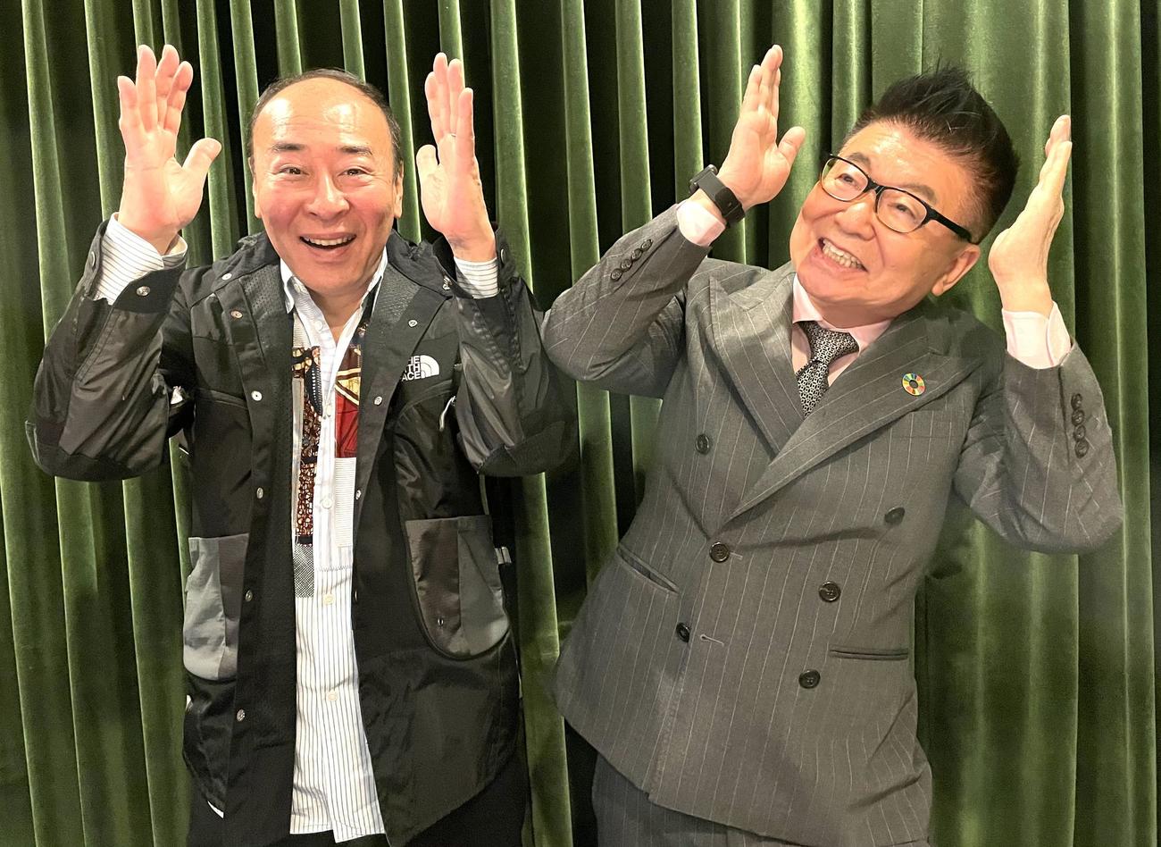 モト冬樹（左）と生島ヒロシ