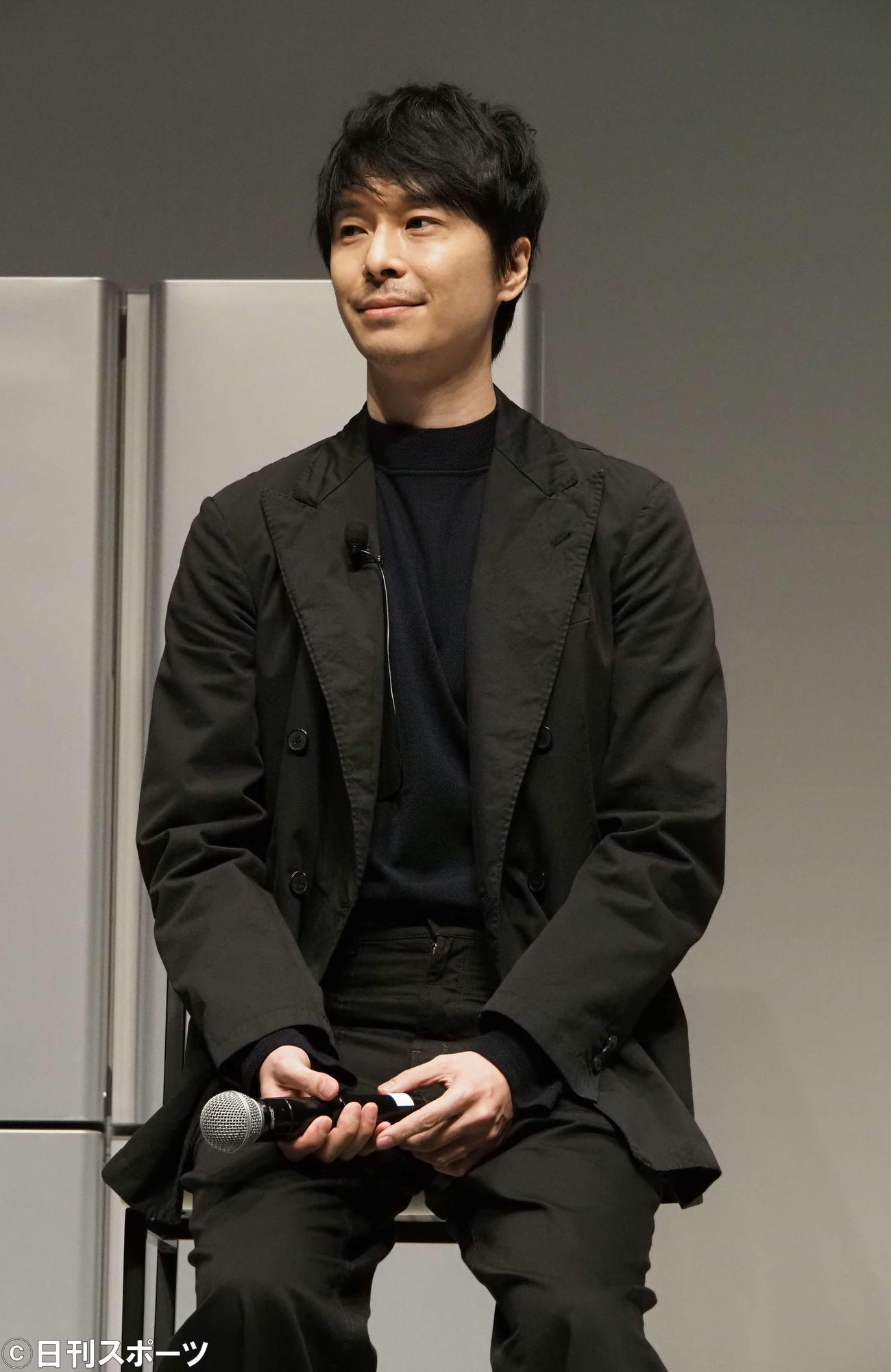 AQUAブランドCM発表会に出席した長谷川博己（撮影・遠藤尚子）