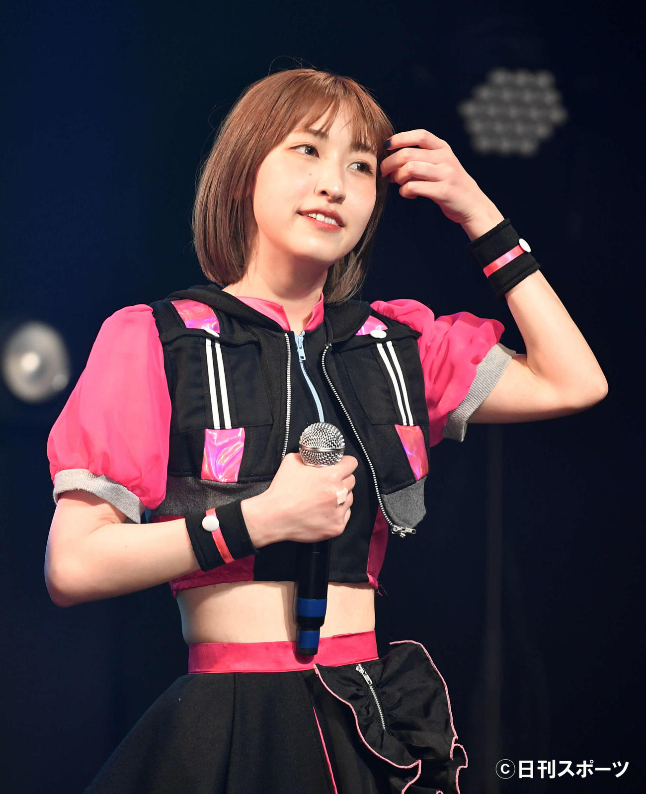 新プロジェクト発表会見に出席したPUNKY RAD PINKのAME（撮影・横山健太）