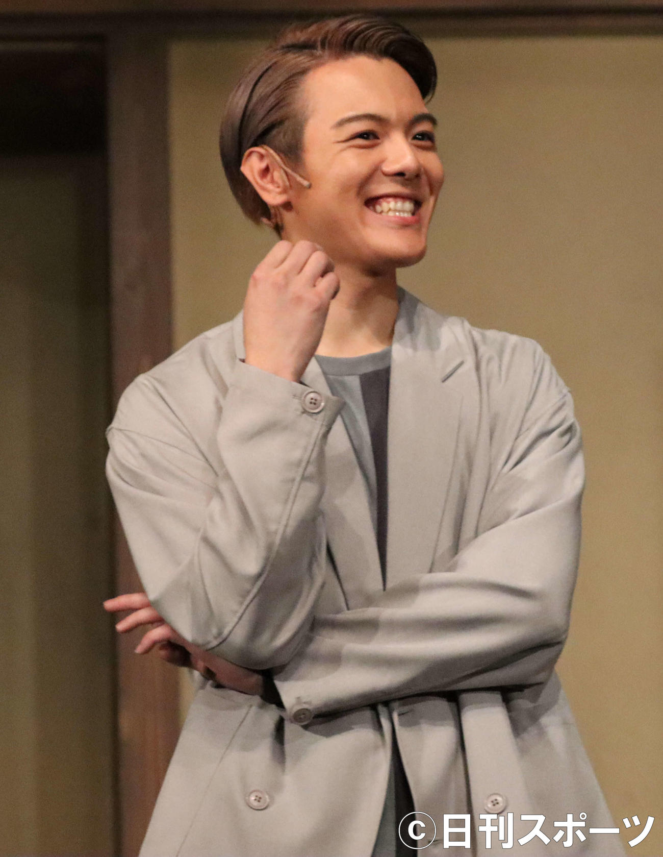 舞台「ッぱち！」ゲネプロ・囲み取材に出席した室龍太（撮影・阿部泰斉）
