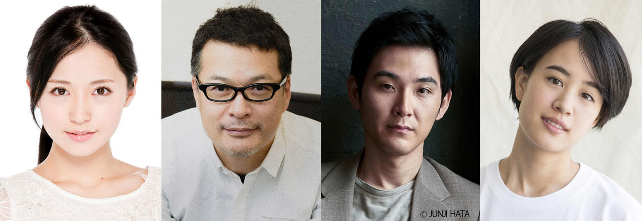 舞台「近松心中物語」に出演する、左から笹本玲奈、田中哲司、松田龍平、石橋静河