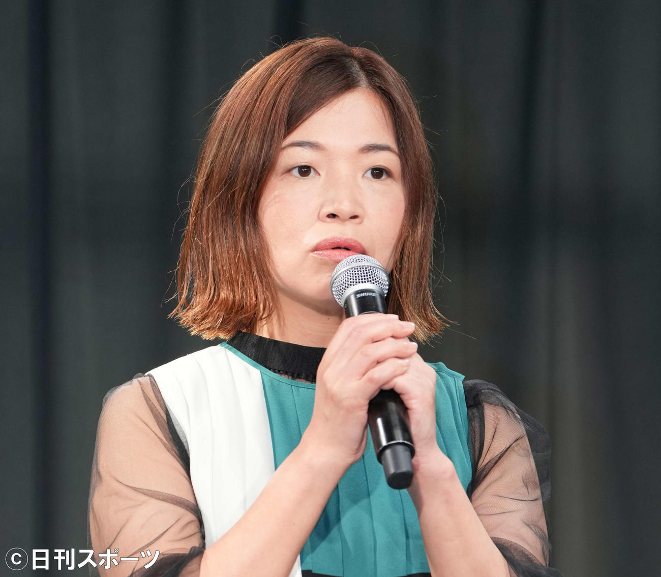 映画「浜の朝日の嘘つきどもと」完成報告イベントに登壇した大久保佳代子（撮影・鈴木みどり）