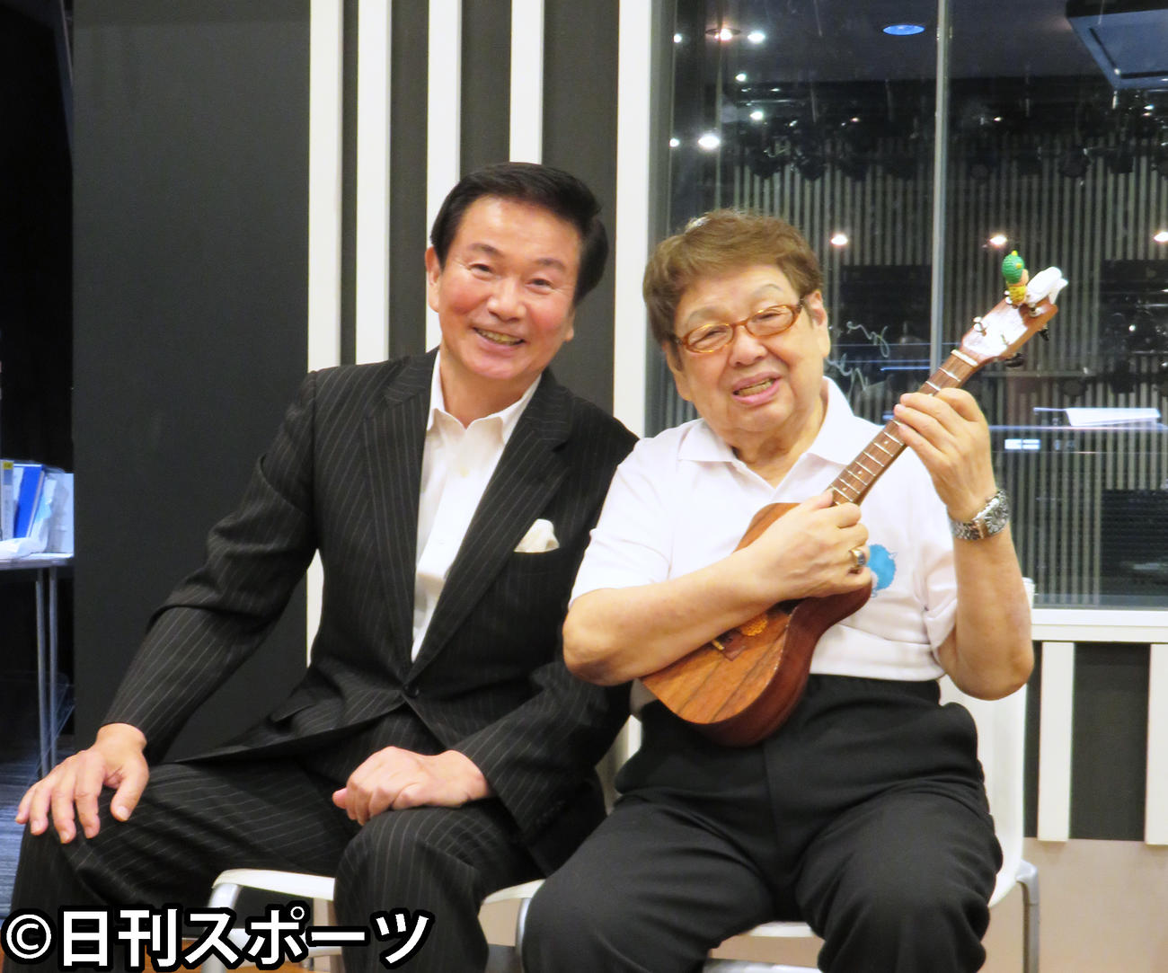 ラジオ番組で共演した森田健作（左）と高木ブー（撮影・竹村章）