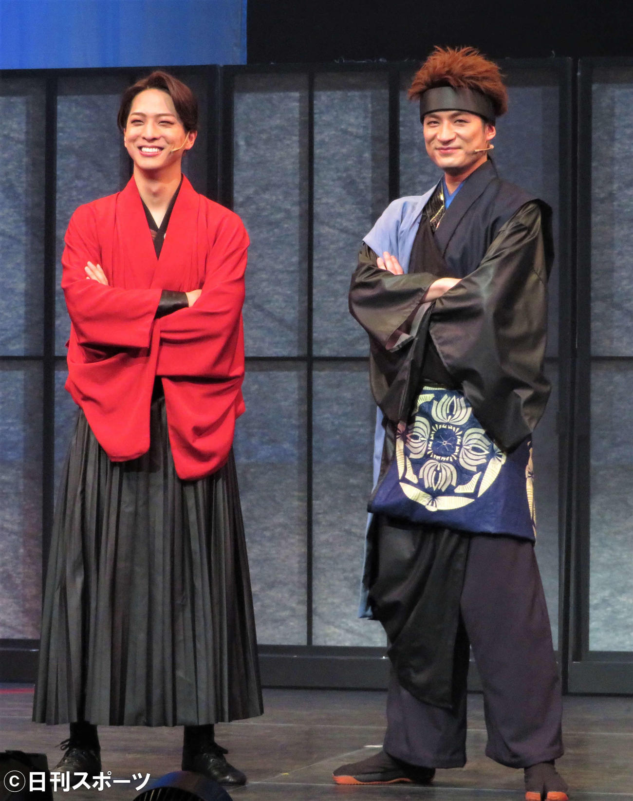 舞台「流星セブン～暁の操り人～」の取材会を行った松崎祐介（右）と寺西拓人（撮影・三須佳夏）