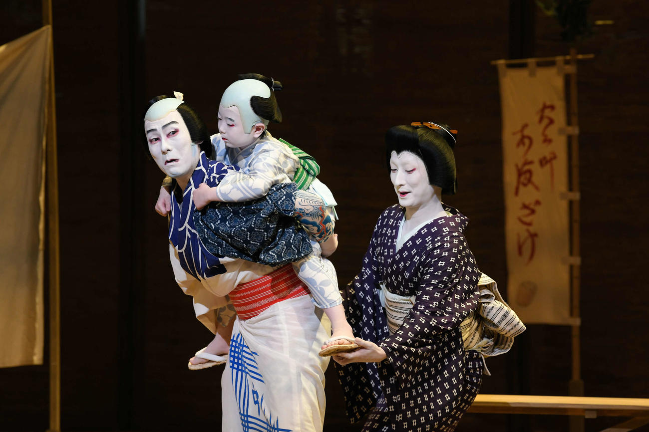 配信が決まった「夏祭浪花鑑」の左から中村勘九郎、中村長三郎、中村七之助（C）松竹