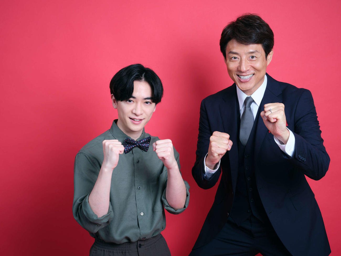 10月に放送されるテレビ朝日系「世界体操・世界新体操　北九州2021」で4度目のタッグを組むことが決まった知念侑李（左）と松岡修造