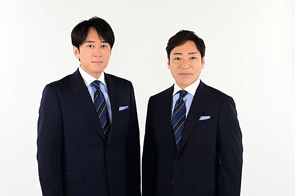 TBSの今秋スタートの朝の情報番組司会を務める安住紳一郎アナ（左）と香川照之