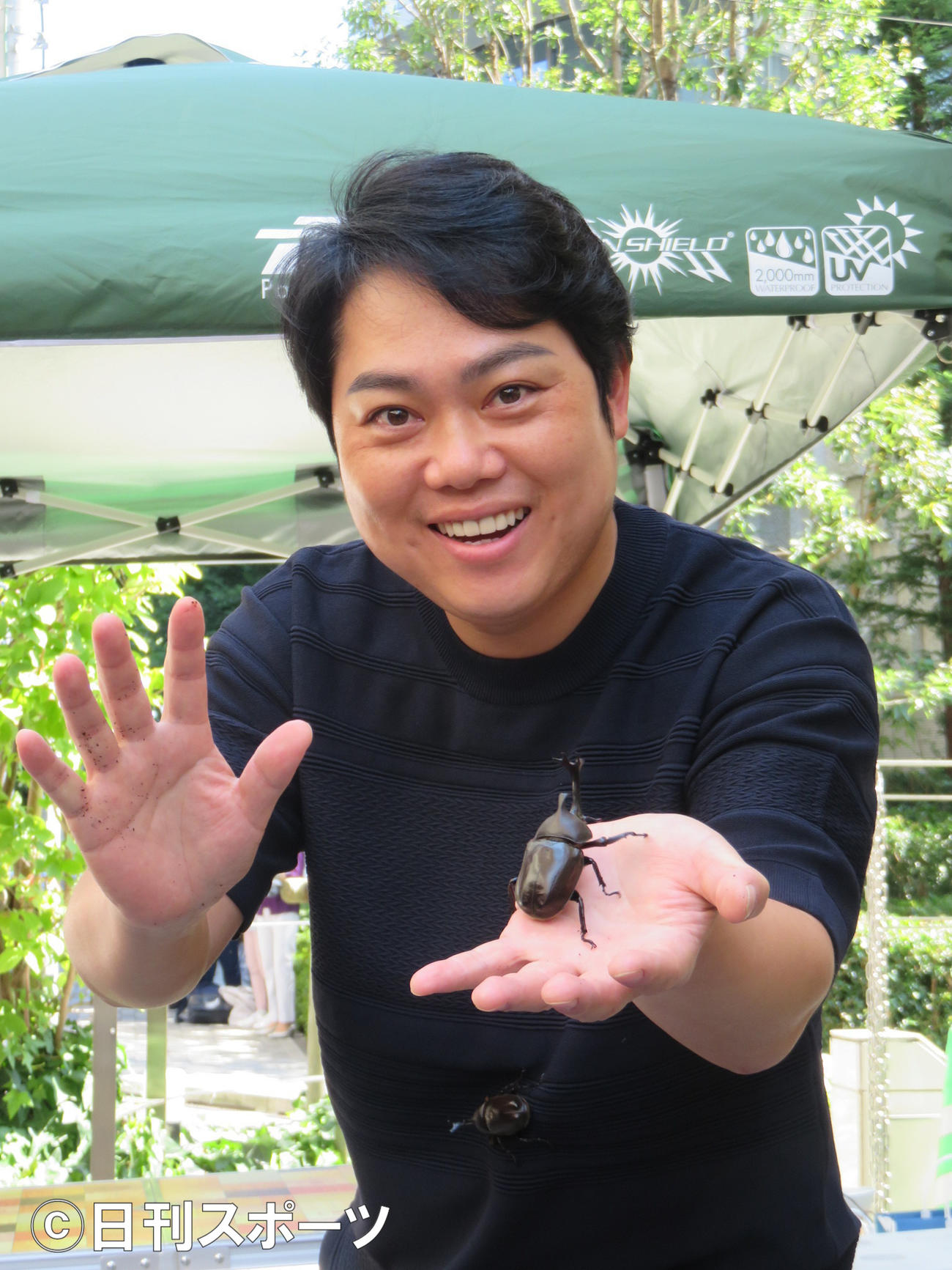 育てたカブトムシを披露する三山ひろし