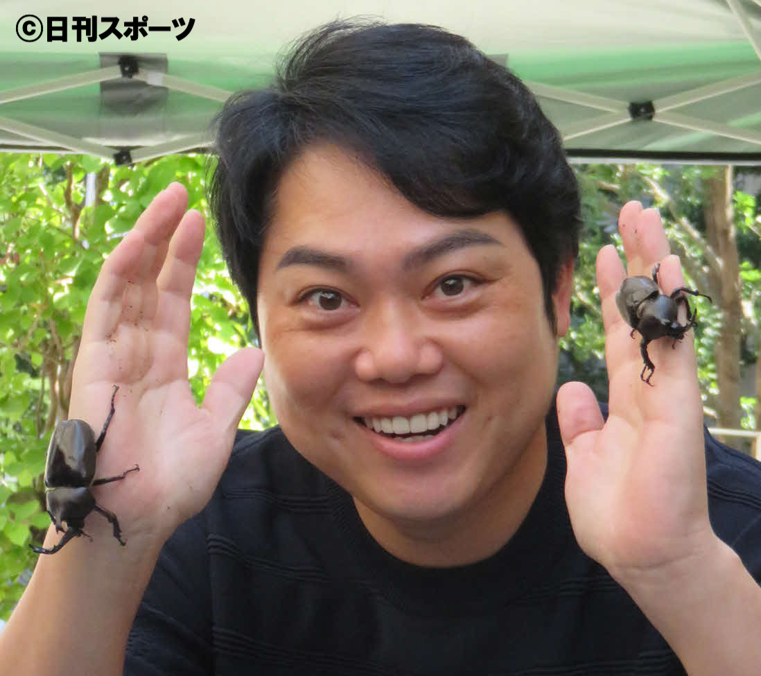 育てたカブトムシを披露する三山ひろし