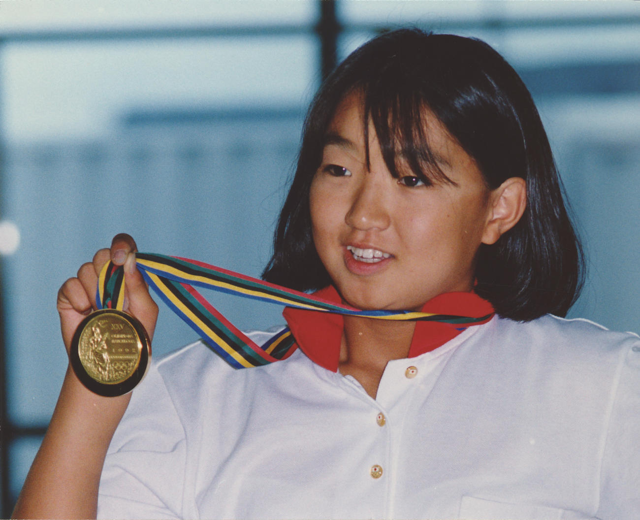 バルセロナ五輪　水泳女子200メートル平泳ぎで金メダルを獲得した岩崎恭子（1992年7月撮影）