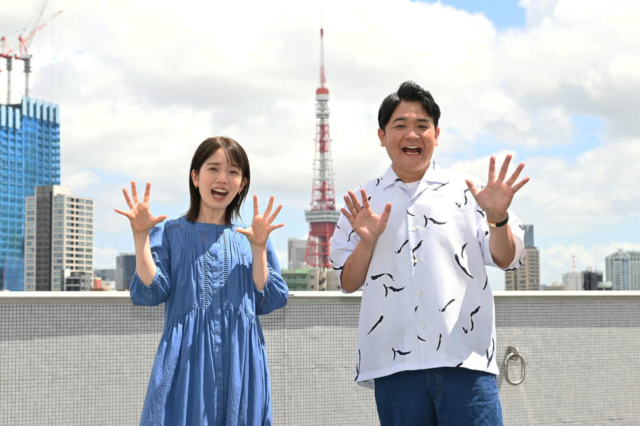 10月からゴールデン帯に進出するテレビ朝日系ド「ノブナカなんなん？」でMCを務める弘中綾香アナウンサー（左）と千鳥のノブ