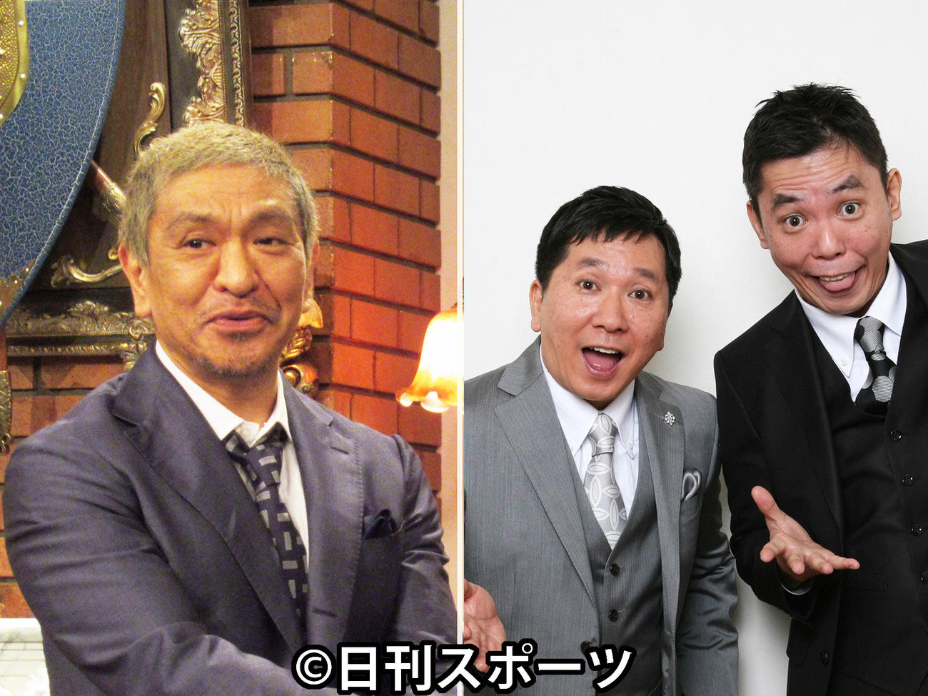 松本人志（左）と爆笑問題の田中裕二と太田光