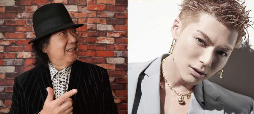 「君は薔薇より美しい」をカバーしたSHOKICHI（右）と作曲者のミッキー吉野