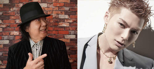 「君は薔薇より美しい」をカバーしたSHOKICHI(右)と作曲者のミッキー吉野