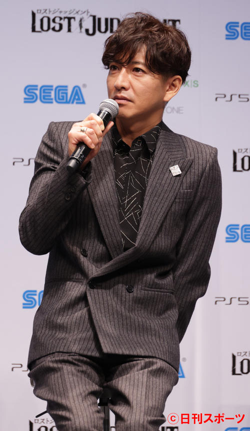 「LOST JUDGMENT：裁かれざる記憶」完成披露記者発表会を行った木村拓哉（撮影・中島郁夫）