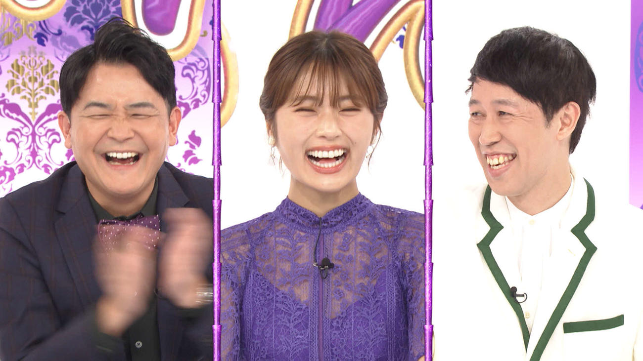 11日放送のテレビ朝日系「ノブナカなんなん？」に出演する左からMCノブとゲストの渋谷凪咲、小籔千豊
