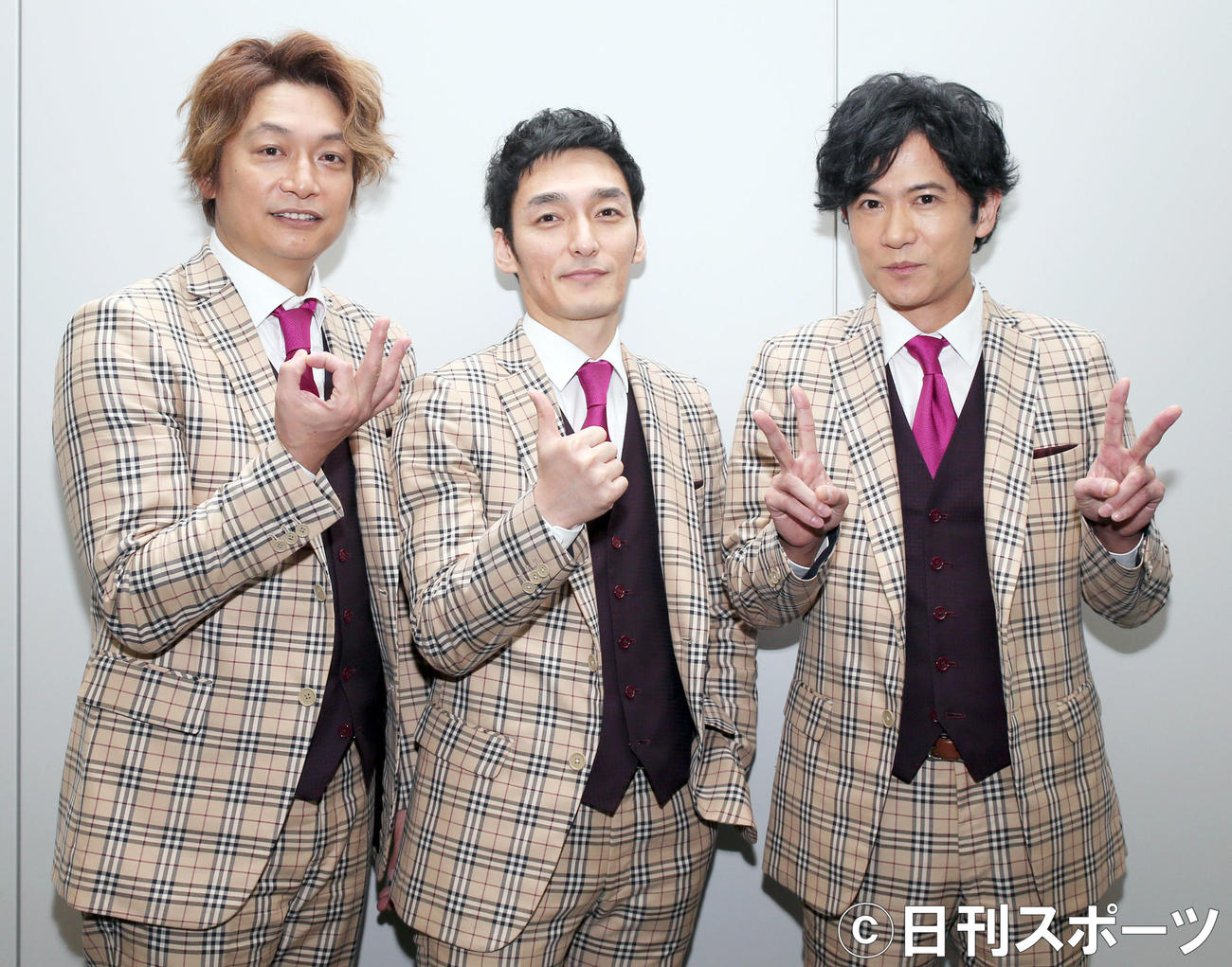 左から香取慎吾、草なぎ剛、稲垣吾郎（2019年3月撮影）