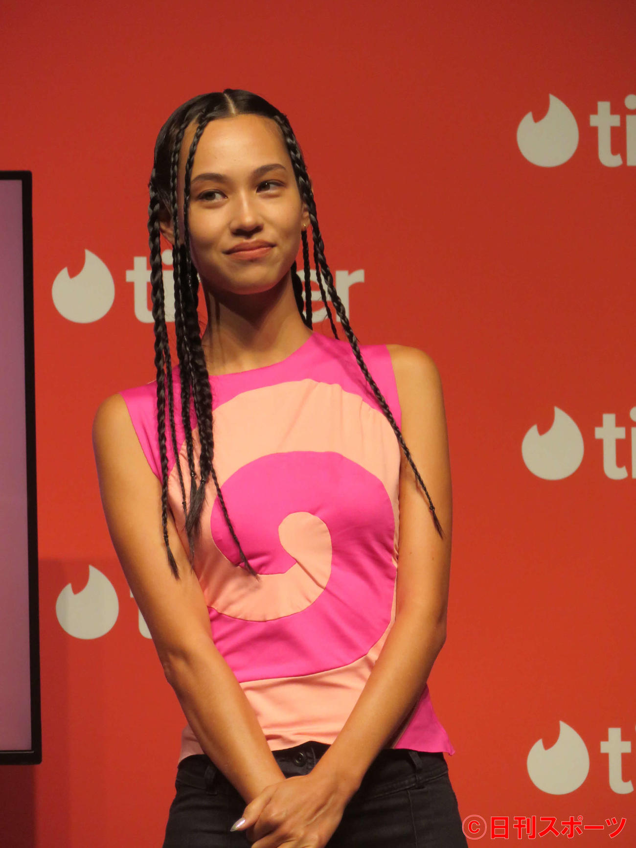 マッチングアプリ「Tinder」のスペシャルトークイベントに登壇した水原希子（撮影・村上幸将）