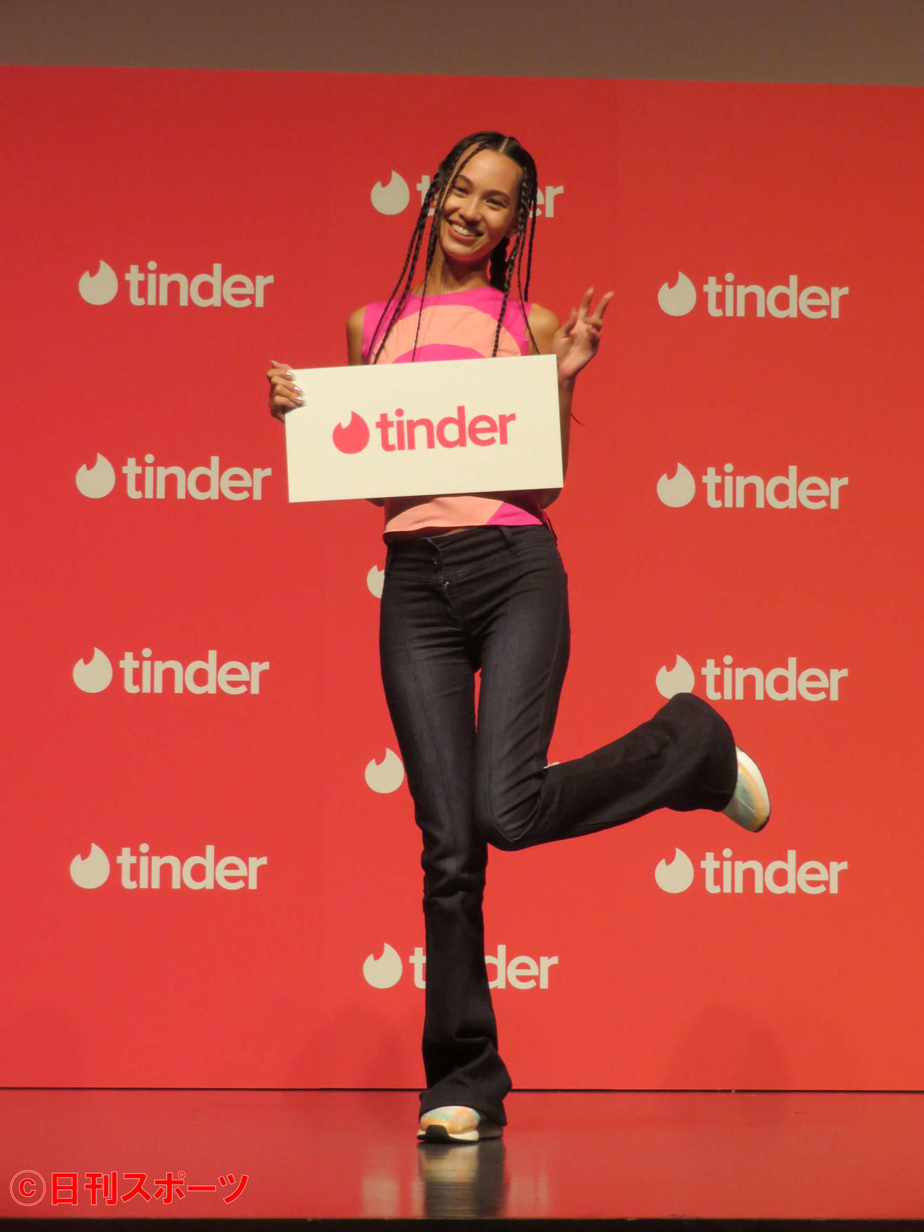 マッチングアプリ「Tinder」のスペシャルトークイベントに登壇した水原希子（撮影・村上幸将）