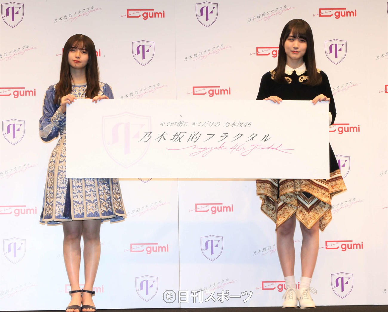 「乃木坂的フラクタル」新CM発表会に出席した齋藤飛鳥（左）と賀喜遥香（撮影・阿部泰斉）