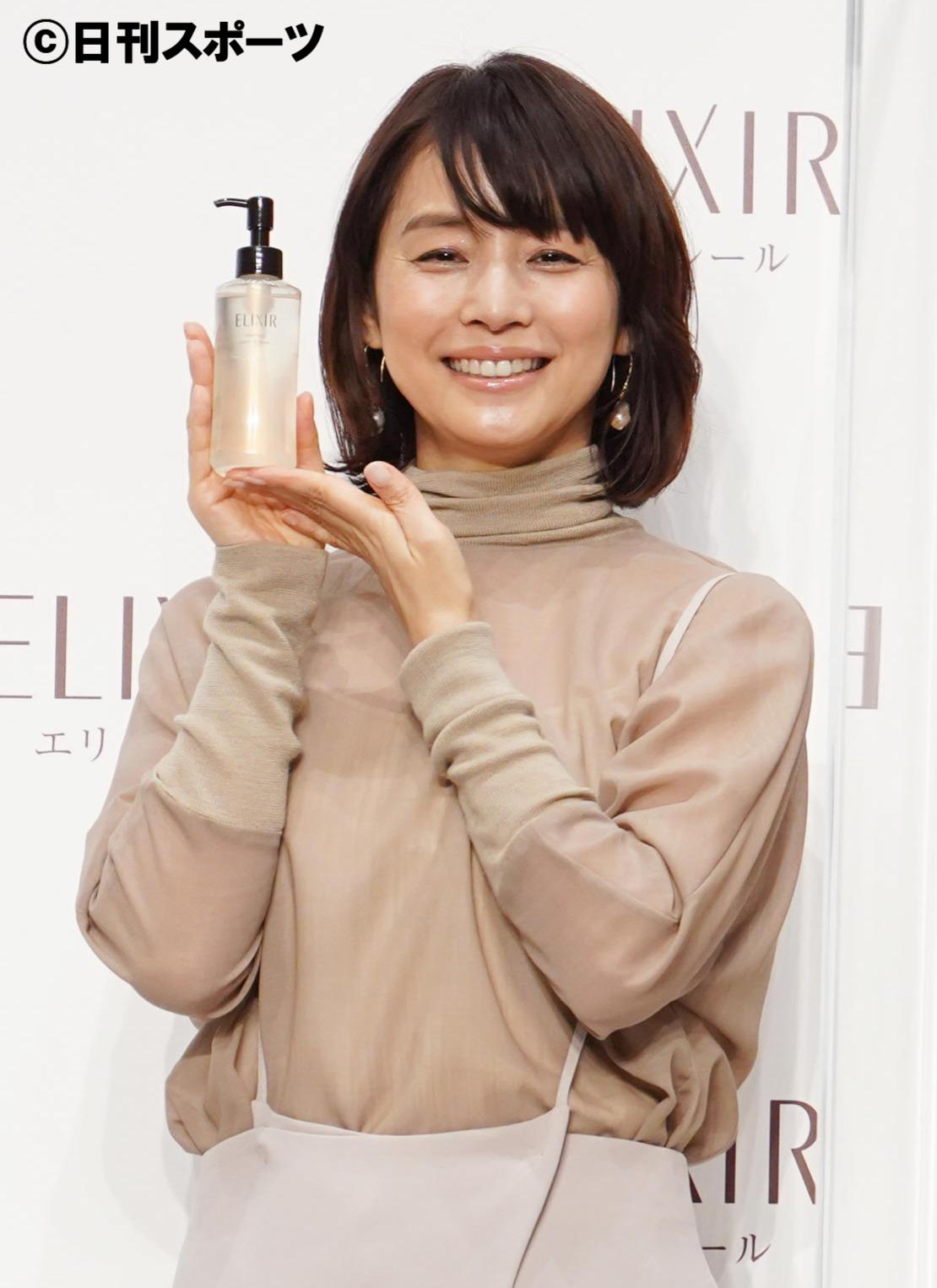 CM発表会に出席した石田ゆり子（撮影・佐藤勝亮）
