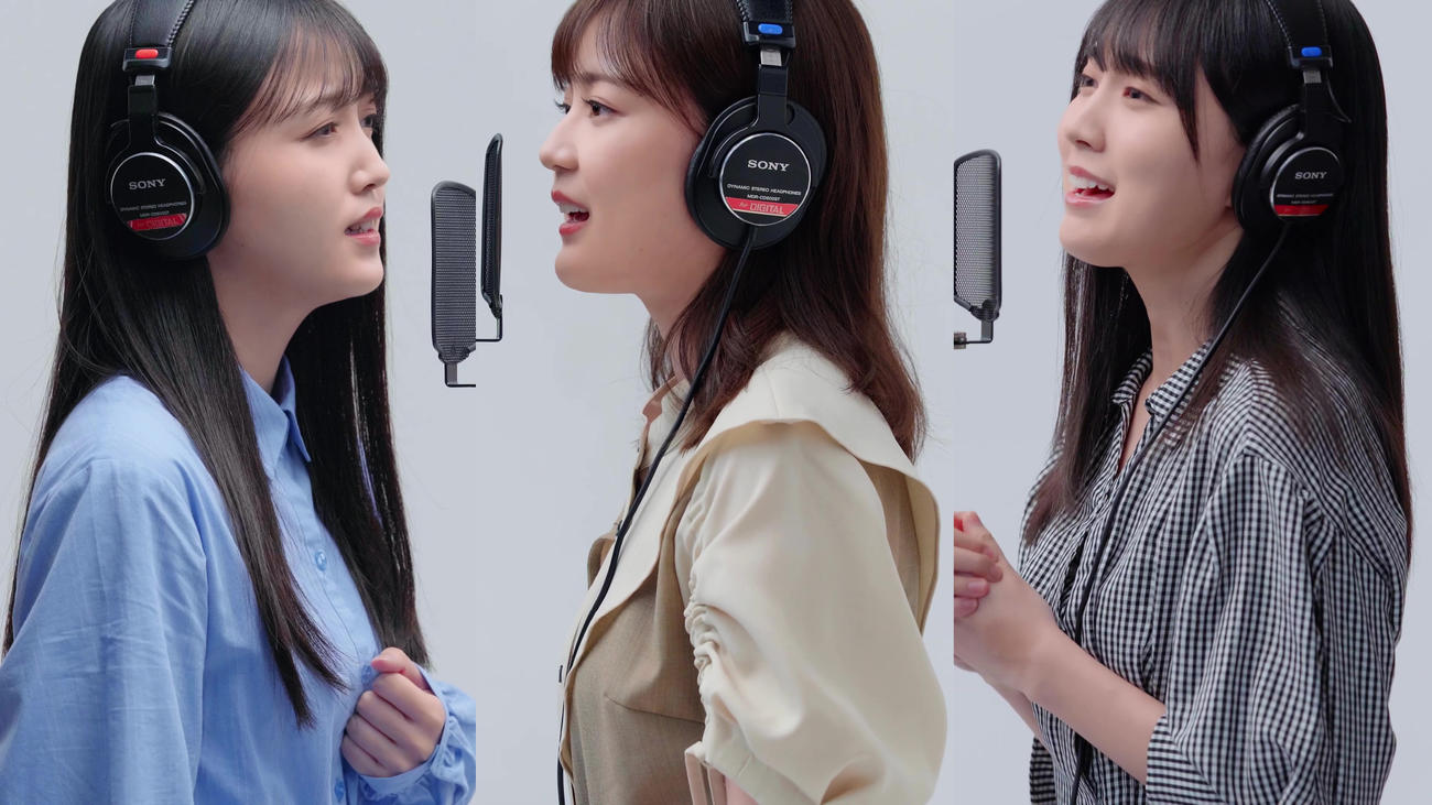 YouTubeチャンネル「THE FIRST TAKE」に登場する乃木坂46の、左から久保史緒里、生田絵梨花、賀喜遥香