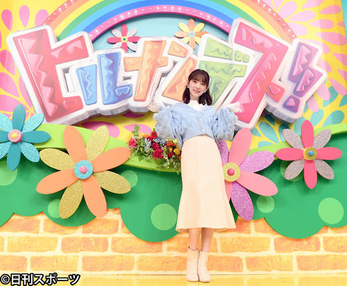 「ヒルナンデス ！ 」水曜シーズンレギュラーに就任し笑顔を見せる堀未央奈（撮影・たえ見朱実）
