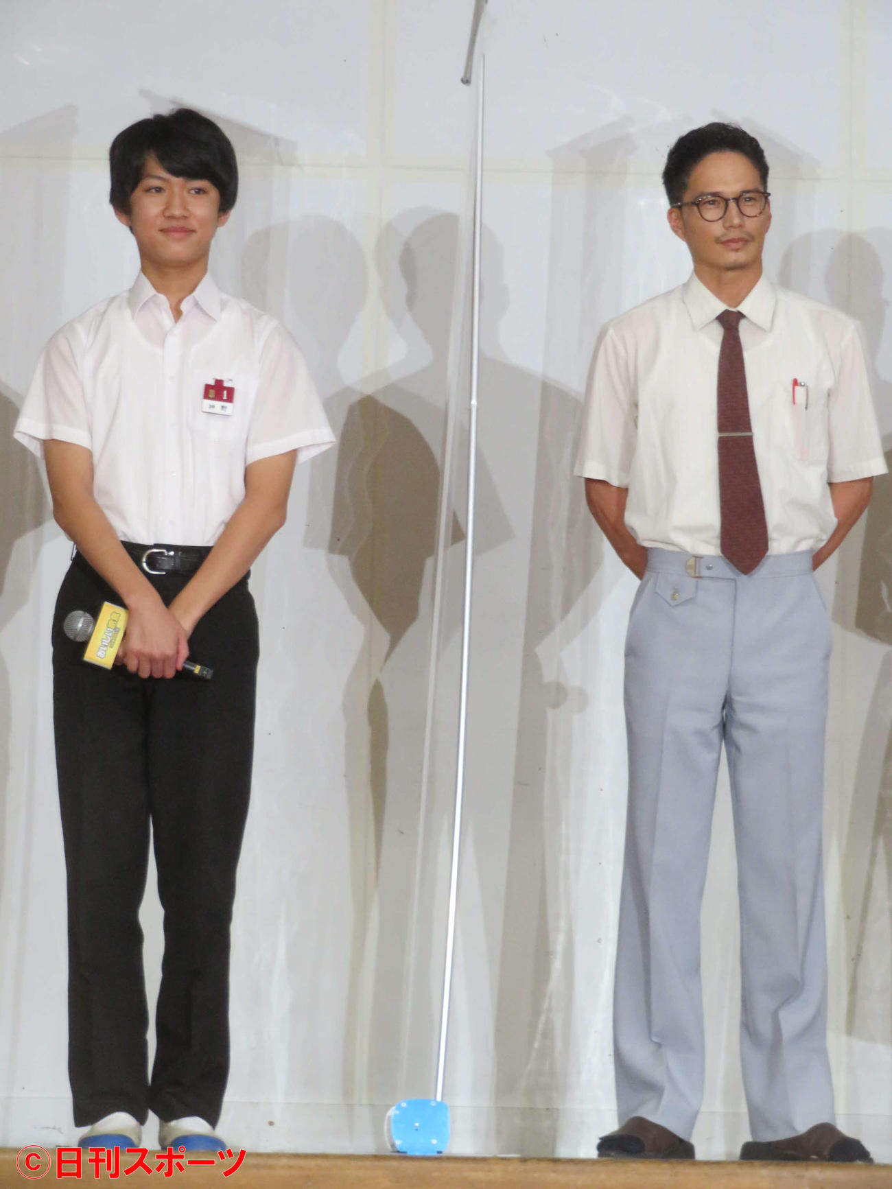 「おいしい給食　season2」会見に登壇した、左から佐藤大志（左）と市原隼人（撮影・村上幸将）