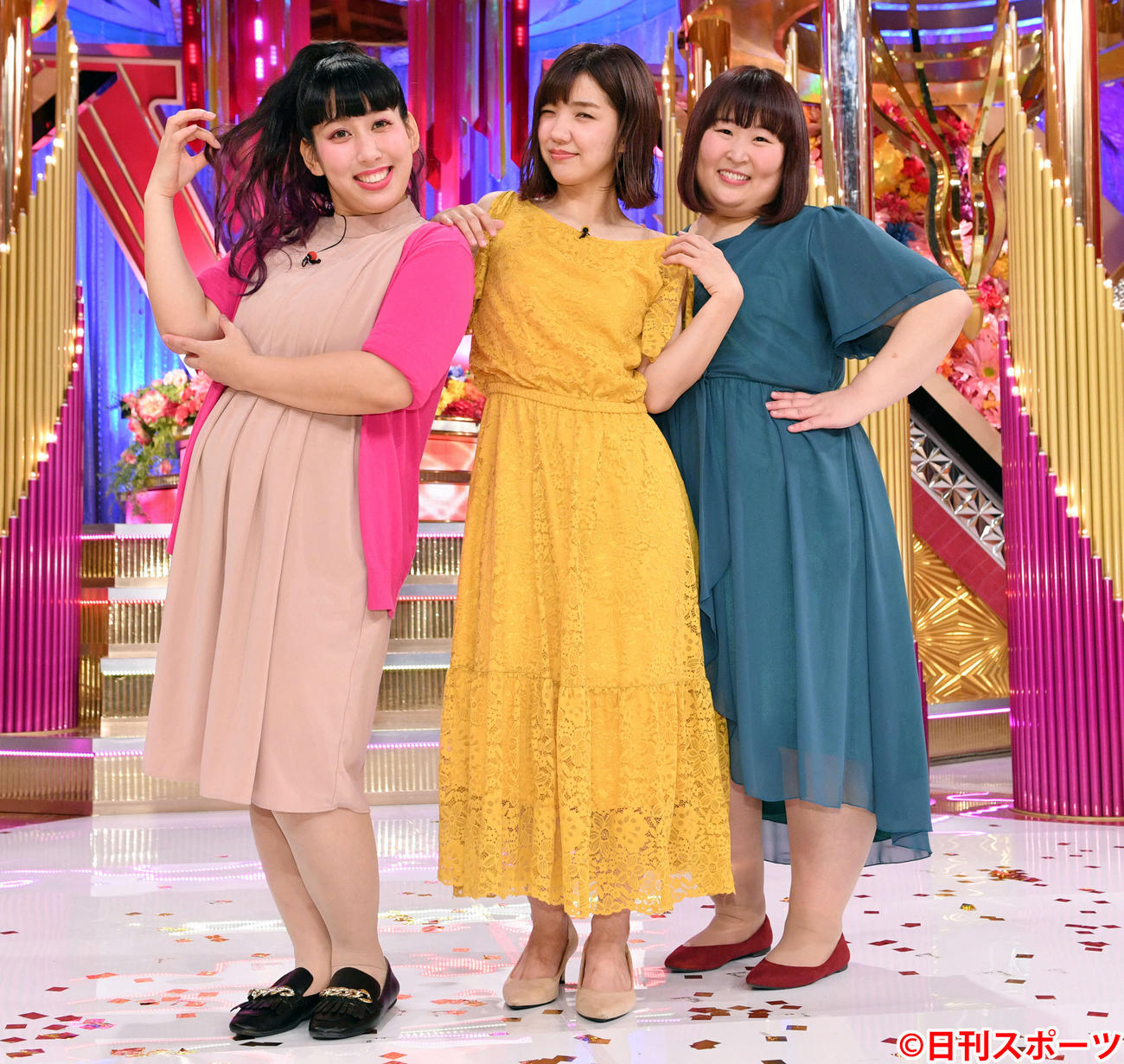 3時のヒロイン。左からゆめっち、福田麻貴、かなで（2019年12月9日撮影）