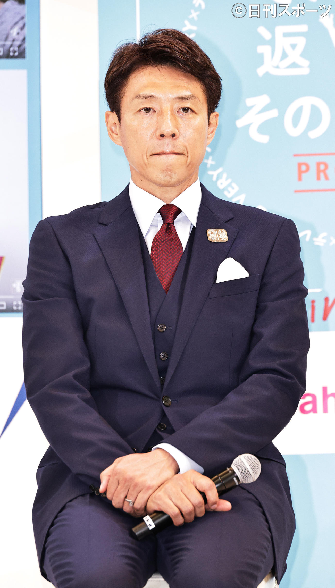VERYxテレビ朝日「でんぐり返しのその先に！」プロジェクトでトークする松岡修造（撮影・中島郁夫）