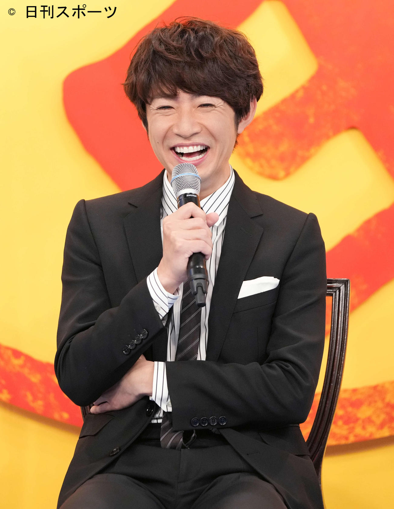 テレビ朝日系金曜ナイトドラマ「和田家の男たち」制作発表記者会見で笑顔を見せる相葉雅紀（撮影・鈴木みどり）