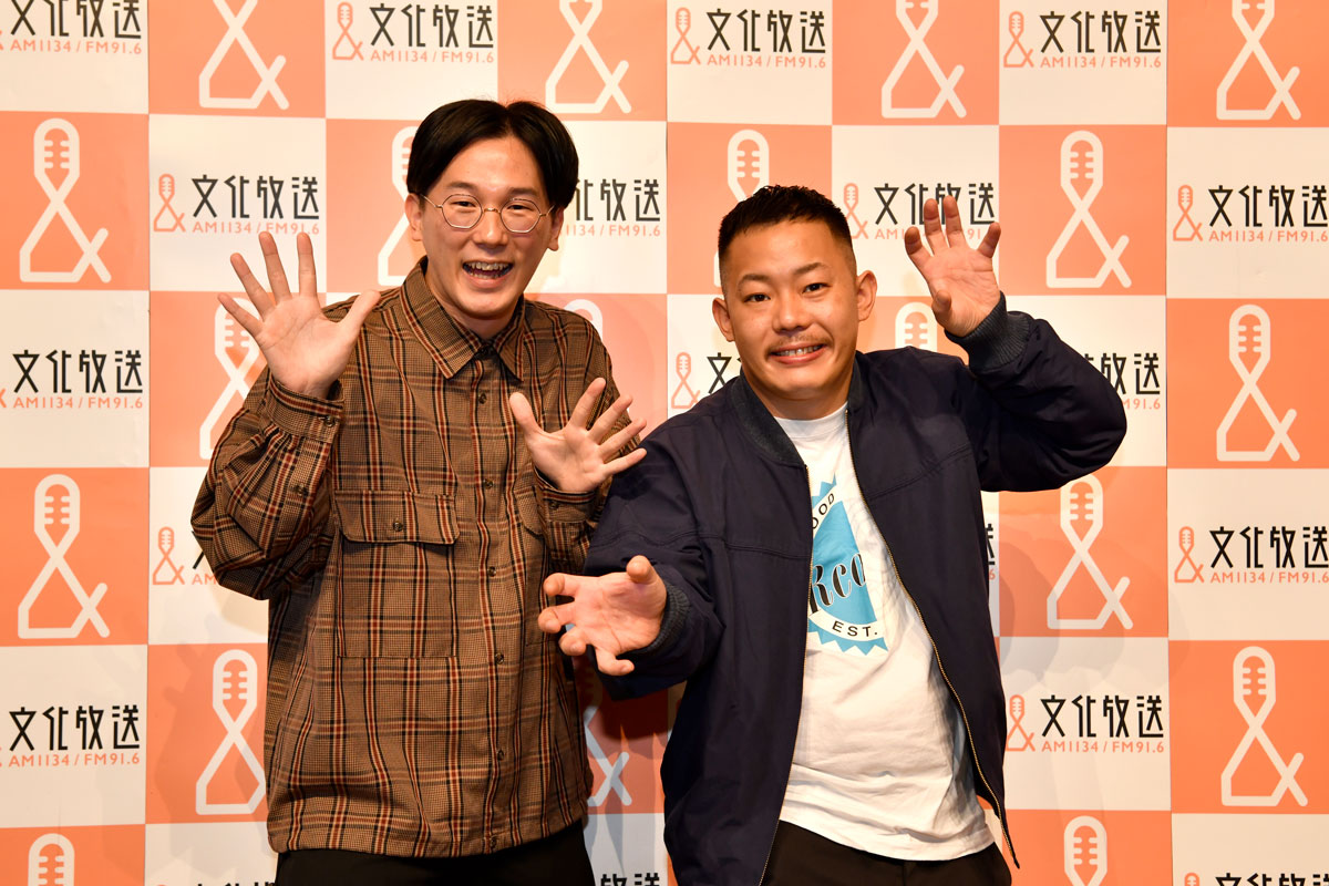 文化放送新ワイド番組「カラフルオセロ」の火曜担当として意気込みを語るザ・マミィ。左から、林田洋平、酒井貴士