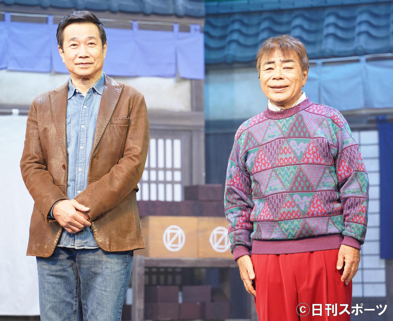 ミュージカル「太秦ラプソディ～看板女優と七人の名無し～」の取材会の登壇した三宅裕司（左）と小倉久寛（撮影・佐藤勝亮）