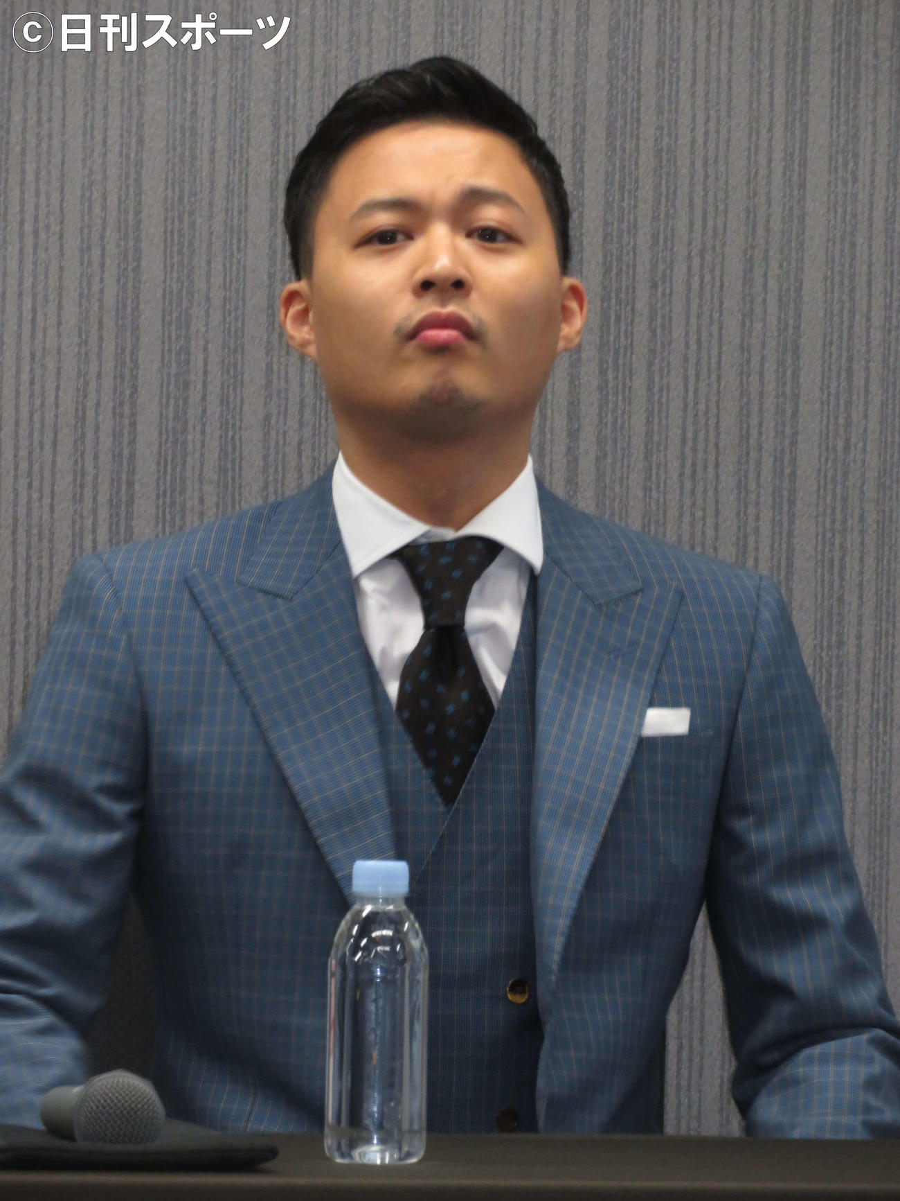 短編映画「残照のかなたに」製作発表会見に出席した花田優一（撮影・村上幸将）