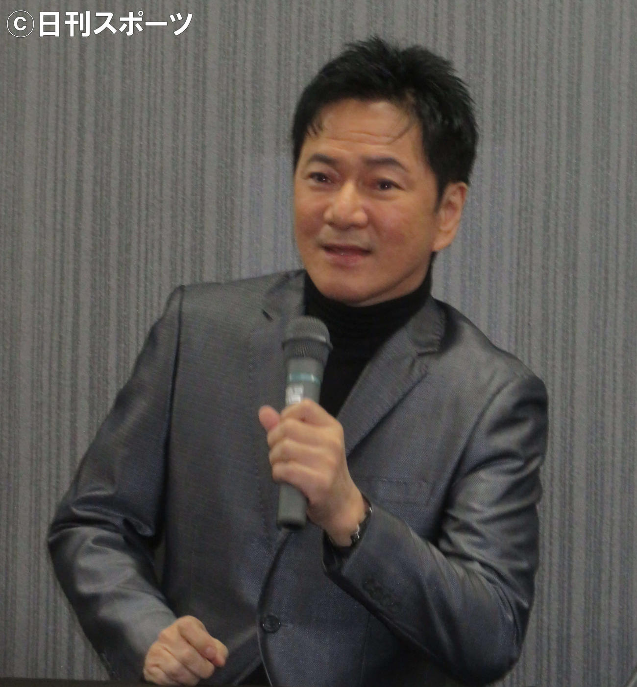 短編映画「残照のかなたに」製作発表会見に出席したジャッキー・ウー監督（撮影・村上幸将）