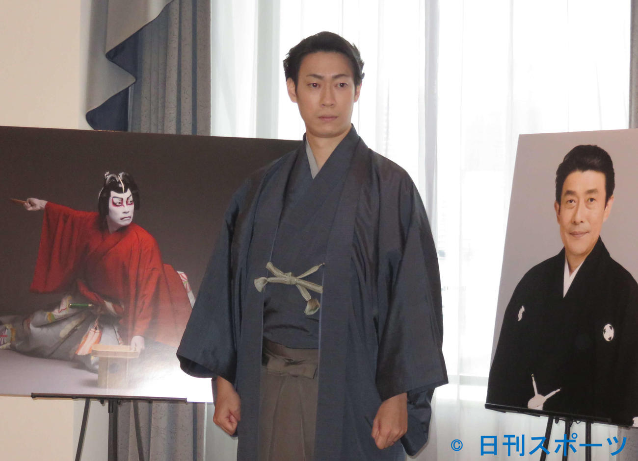 坂東三津五郎さんの七回忌追善で上演される「寿曽我対面」の取材会での坂東巳之助（2021年10月13日撮影）